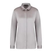 Zijden Satijnen Klassieke Kraag Shirt Emporio Armani , Gray , Dames