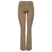 Cord Flared Broek Only , Beige , Dames