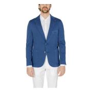 Blauwe Geknoopte Blazer Lange Mouwen Revers Mulish , Blue , Heren