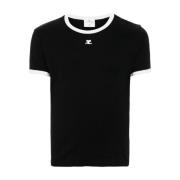 Zwart Katoenen Jersey T-shirt Courrèges , Black , Heren