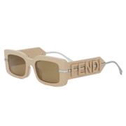 Stijlvolle zonnebril met beige montuur Fendi , Beige , Dames