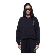 Cropped Hoodie met Verstelbaar Koord John Richmond , Black , Dames