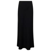 Zwarte Midi Rok met Volanteffect Plain Units , Black , Dames