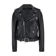 Costa Rica Biker Zwarte Jas Pinko , Black , Dames