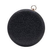 Ronde Metalen Clutch met Strass Silvian Heach , Black , Dames