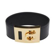 Zwart Leren Armband met Gancini Sluiting Salvatore Ferragamo , Black ,...