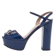 Pre-owned Leather sandals Gucci Vintage , Blue , Dames