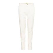 Witte Twill Broek Straight Leg Cream , White , Dames