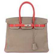 Pre-owned Leather handbags Hermès Vintage , Gray , Dames