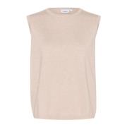 Grijze Melange Gebreide Vest Saint Tropez , Beige , Dames