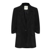 Klassieke Blazer Pitch Black Cream , Black , Dames