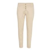 Moderne 7/8 Twill Broek Veergrijs Cream , Beige , Dames