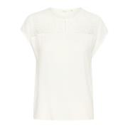 Vrouwelijke Kant Schouder Blouse Sneeuwwit Cream , White , Dames