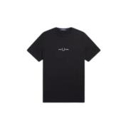 Grafisch Geborduurd Katoenen T-shirt Fred Perry , Black , Heren