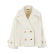 Oversize Dubbelbreasted Wollen Jas Chloé , White , Dames