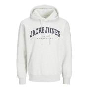 Colorblock Hoodie met Logo Print Jack & Jones , White , Heren