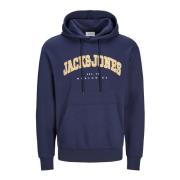 Colorblock Hoodie met Logo Print Jack & Jones , Blue , Heren