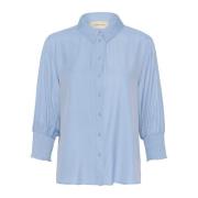 Rain Washed Shirt Blouse 10606063 Cream , Blue , Dames