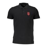 Zwarte Polo Shirt Korte Mouwen Heren Cavalli Class , Black , Heren