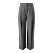 Grijze Wol Geplooide Broek Brunello Cucinelli , Gray , Dames