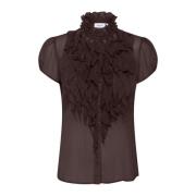 Crinkle SS Shirt Donker Eiken Saint Tropez , Brown , Dames