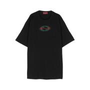 Zwart Jersey T-shirt met Logo Print Gucci , Black , Heren