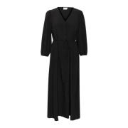 Vrouwelijke Jurk met V-Hals en Knoopsluiting Kaffe , Black , Dames