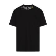 Zwart T-shirt met bedrukt logo Barrow , Black , Heren