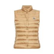 Beige Dons Gilet met Logo Patch Moncler , Beige , Dames