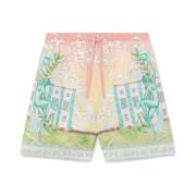 Art Deco Linen Shorts MultiColour Casablanca , Multicolor , Heren