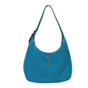 Pre-owned Leather shoulder-bags Hermès Vintage , Blue , Dames