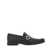 Zwarte Leren Band Loafers Salvatore Ferragamo , Black , Heren