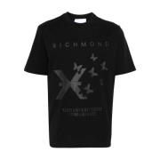 Zwart Logo Print Crew Neck T-shirt John Richmond , Black , Heren