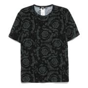 Barocco Print Crewneck Ondergoed Zwart Versace , Black , Heren