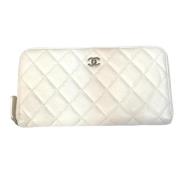 Pre-owned Leather wallets Chanel Vintage , White , Dames