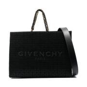 Zwarte Monogram Logo Print Tote Tas Givenchy , Black , Dames