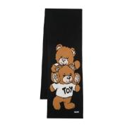 Zwart Gebreid Teddy Bear Sjaal Moschino , Black , Heren