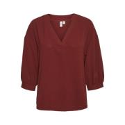 Fired Brick 3/4 Top Geweven Blouse Vero Moda , Red , Dames