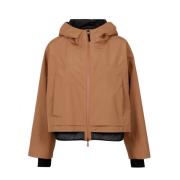 Kameel Hooded Technische Stofjas Herno , Brown , Dames