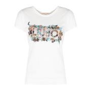 Klassieke Ronde Hals T-Shirt Liu Jo , White , Dames