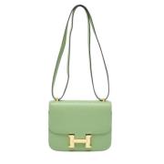 Pre-owned Leather shoulder-bags Hermès Vintage , Green , Dames