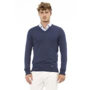 V-hals trui met lange mouwen Baldinini , Blue , Heren