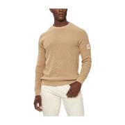 Minimalistisch Logo Patch Trui Calvin Klein , Beige , Heren