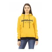 Hoodie - Lange Mouwen - Voorzak met Logo Baldinini , Yellow , Dames