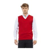 V-hals Ribgebreide Vest Alpha Studio , Red , Heren