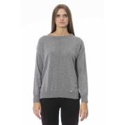 Lange Mouw Ronde Hals Trui Baldinini , Gray , Dames