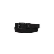 Zwart Leren Riem Emporio Armani , Black , Heren