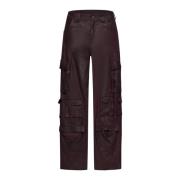 Niv Pruim Leren Cargo Broek Salvatore Santoro , Brown , Dames