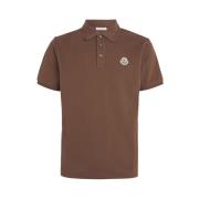 Logo Patch Polo Klassiek Bruin Moncler , Brown , Heren