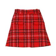 Tweed Tartan Shorts met Rok Detail Msgm , Red , Dames